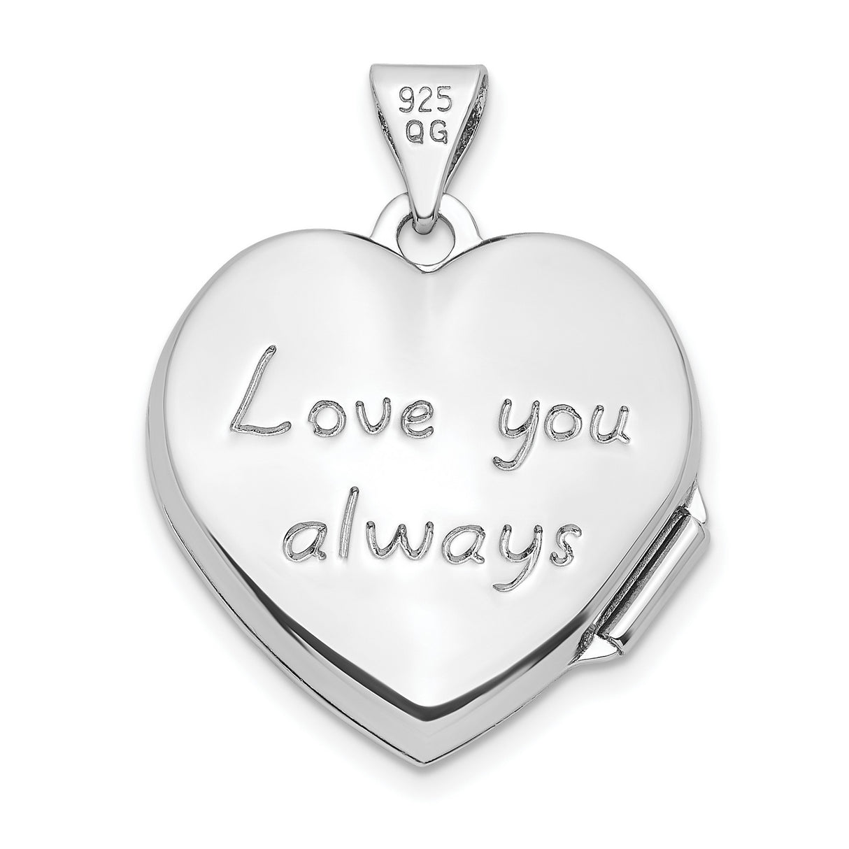 Sterling Silver Heart Locket Pendant with Scrollwork Engraving and Floral Design for Women