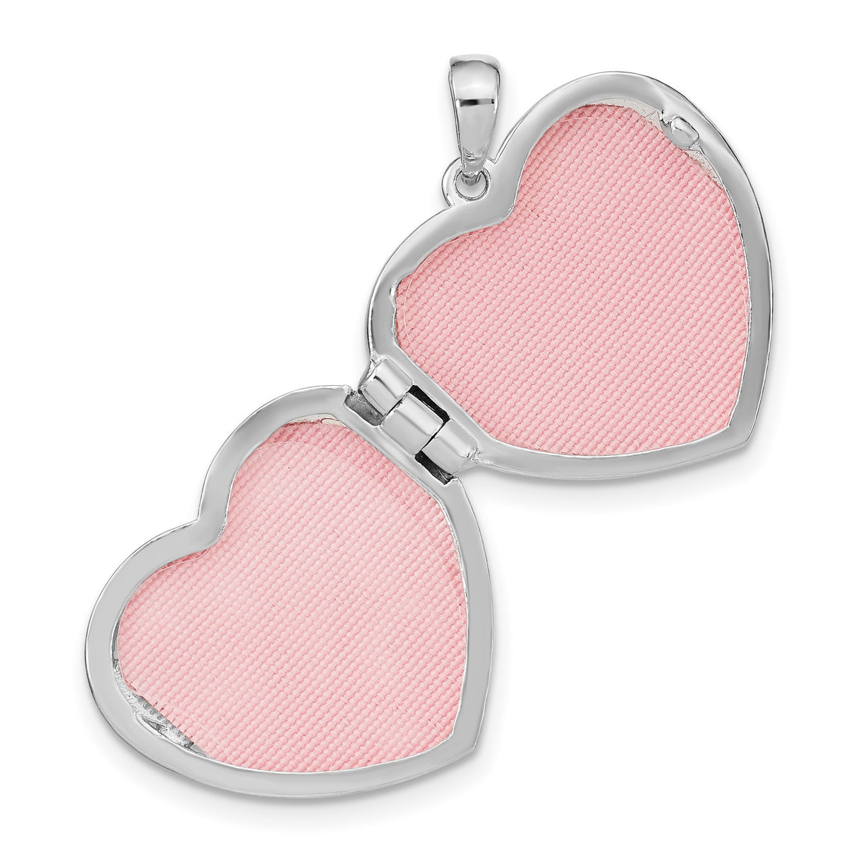 Sterling Silver Heart Locket Pendant with Cubic Zirconia and Rose Gold-Tone Accents