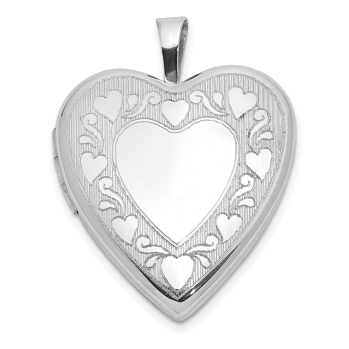 Sterling Silver Heart Locket Pendant with Floral Scrollwork, Romantic Keepsake Jewelry for Women