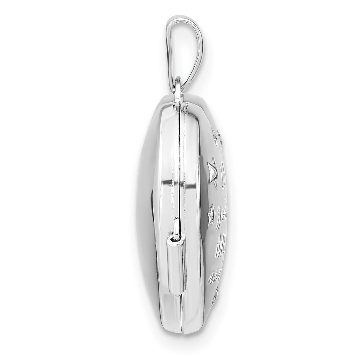 Sterling Silver Heart Locket Pendant with Cubic Zirconia, Moon and Stars Design, Romantic Jewelry