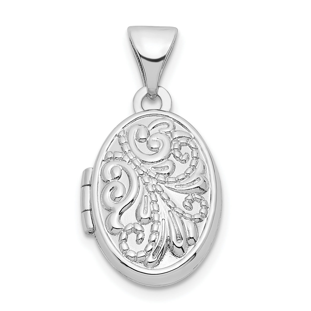 Sterling Silver Oval Locket Pendant with Filigree Scroll Design, Vintage-Inspired Keepsake Jewelry