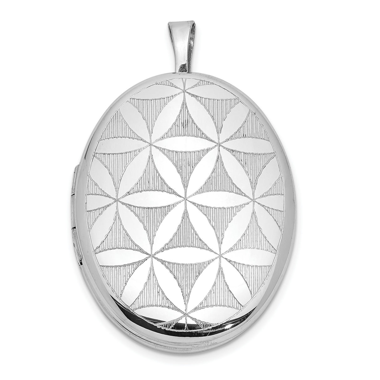 Sterling Silver Oval Locket Pendant with Flower of Life Design, Spiritual Symbolic Jewelry for Women