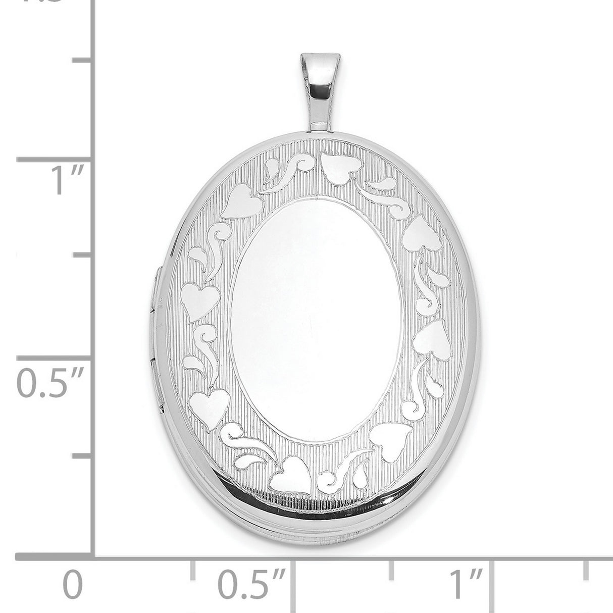 Sterling Silver Oval Locket Pendant with Heart and Vine Design for Women
