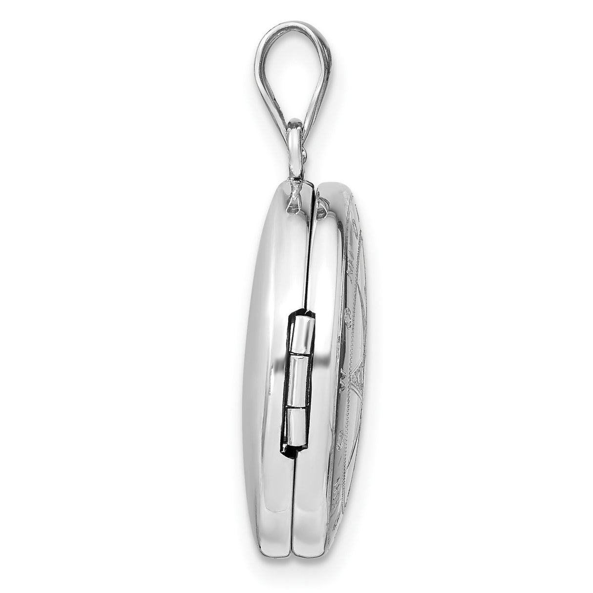 Sterling Silver Compass Locket Pendant with Nautical Star Engraving, Travel and Guidance Theme