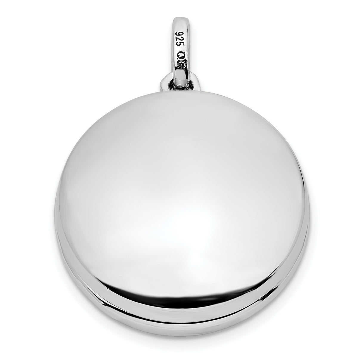 Sterling Silver Round Pendant with Cubic Zirconia, Celestial Moon and Star Design