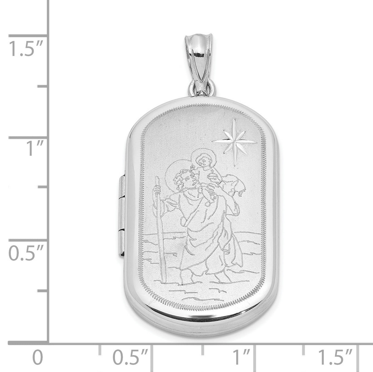 Sterling Silver Saint Christopher Oval Pendant, Travel Protection Religious Medal