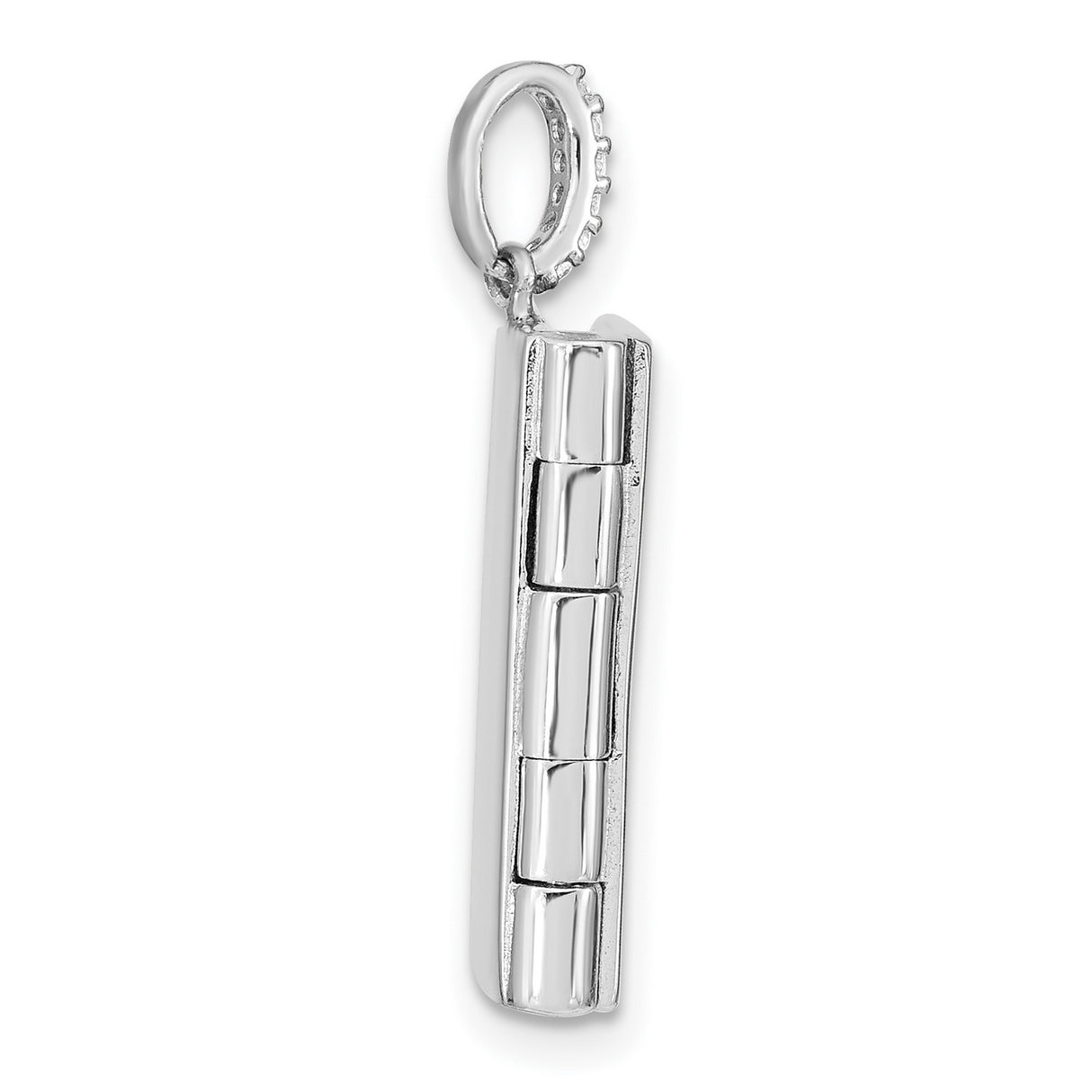 Sterling Silver Rectangular Locket Pendant with Cubic Zirconia and Beaded Border
