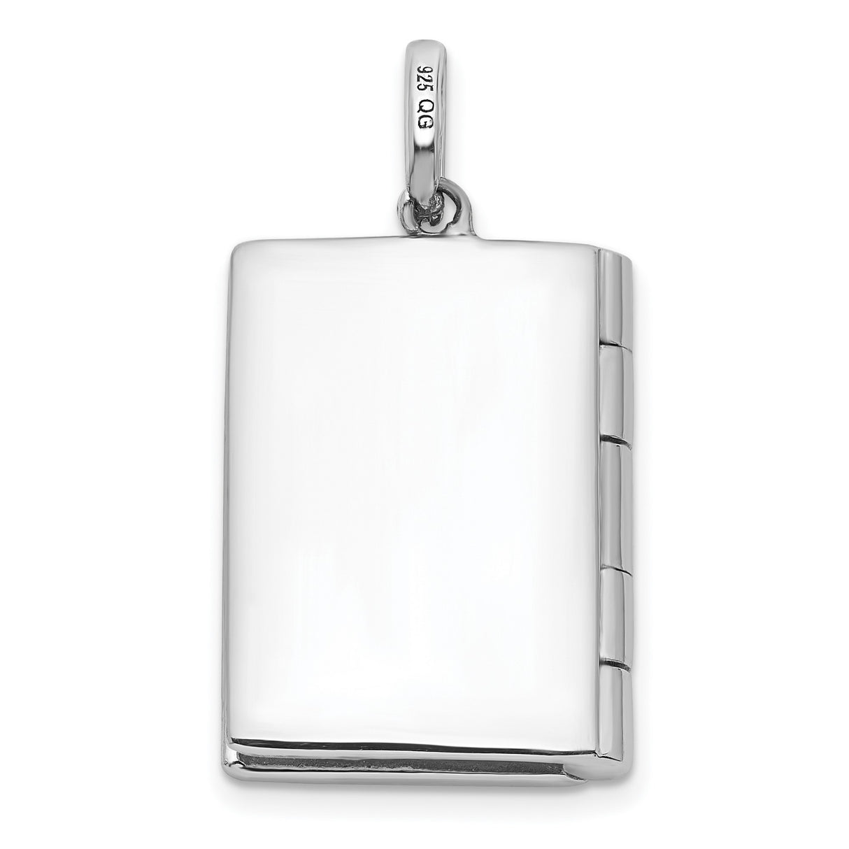 Sterling Silver Rectangular Locket Pendant with Cubic Zirconia and Beaded Border