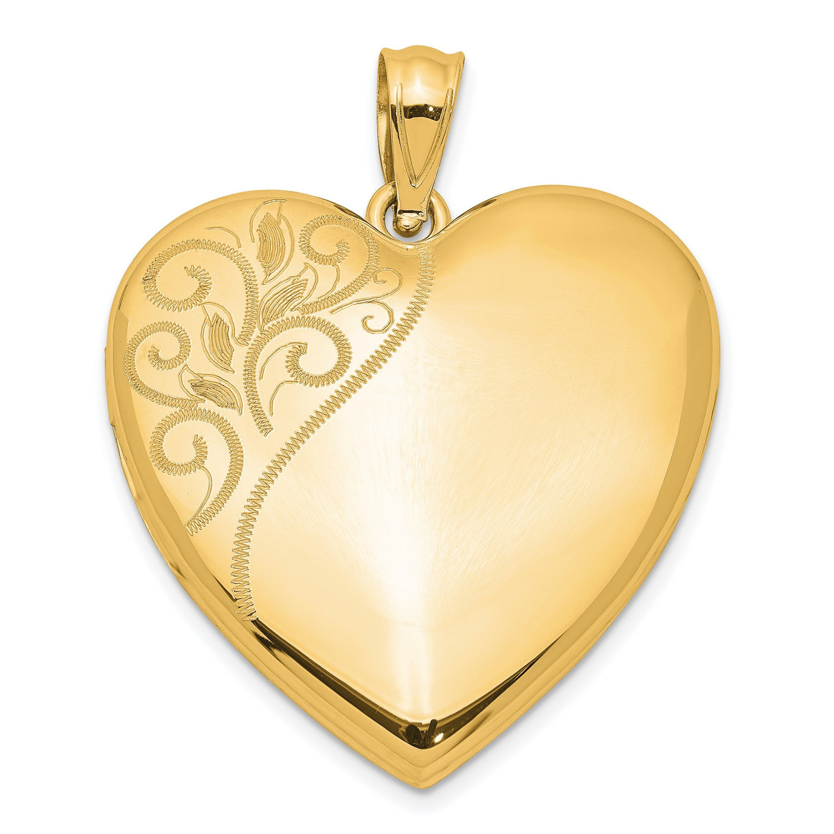 Gold Plated 24mm Polished Swirl Heart Locket Charm Pendant in Real 925 Sterling SIlver