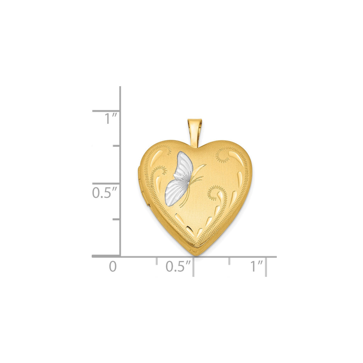 1/20 Gold Filled Butterfly 19mm Heart Locket Charm Pendant in Real Yellow Gold