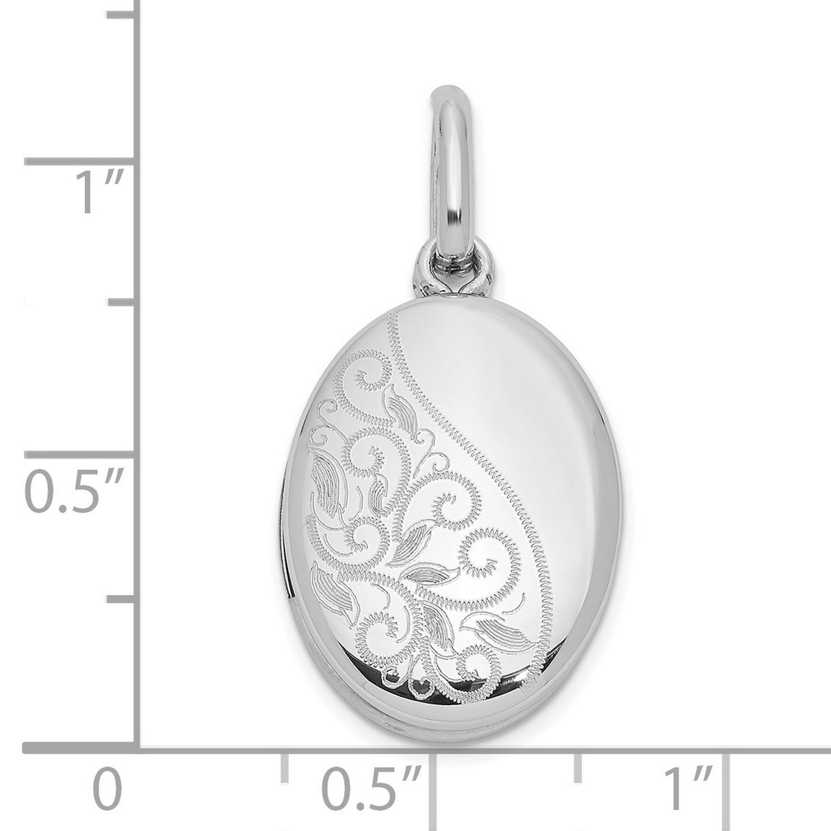 Sterling Silver Oval Photo Locket Pendant with Floral Scroll Design for Women