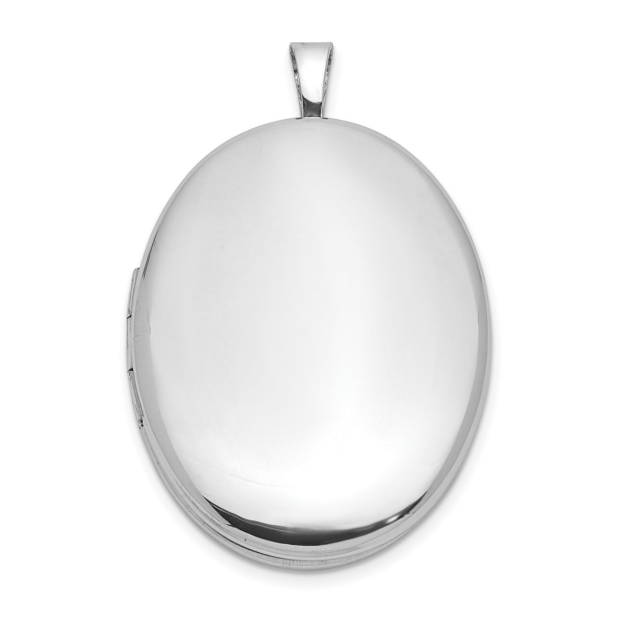 Sterling Silver Oval Locket Pendant with Smooth Polished Finish, Minimalist Keepsake Jewelry