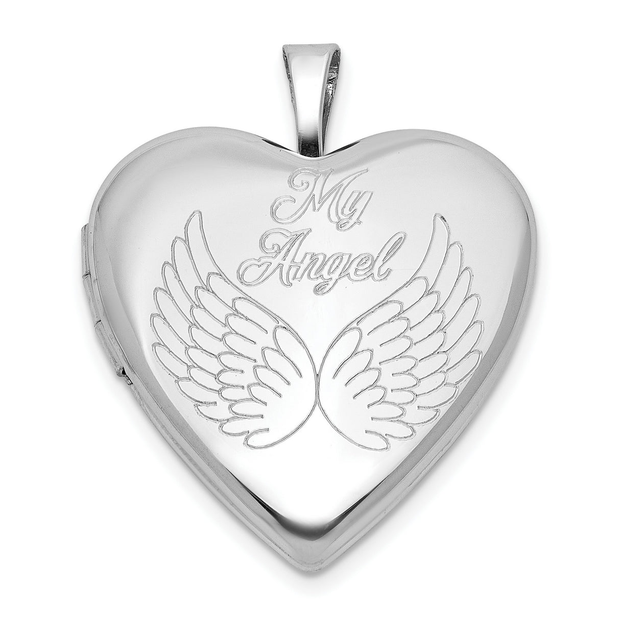 Sterling Silver Heart Locket Pendant with Angel Wings, Spiritual Remembrance Jewelry for Women