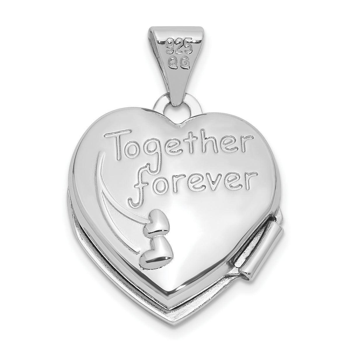 Sterling Silver Heart Locket Pendant with Dove and Two Hearts, Christian Memorial Jewelry for Women