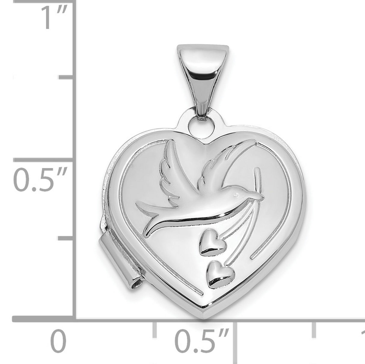 Sterling Silver Heart Locket Pendant with Dove and Two Hearts, Christian Memorial Jewelry for Women