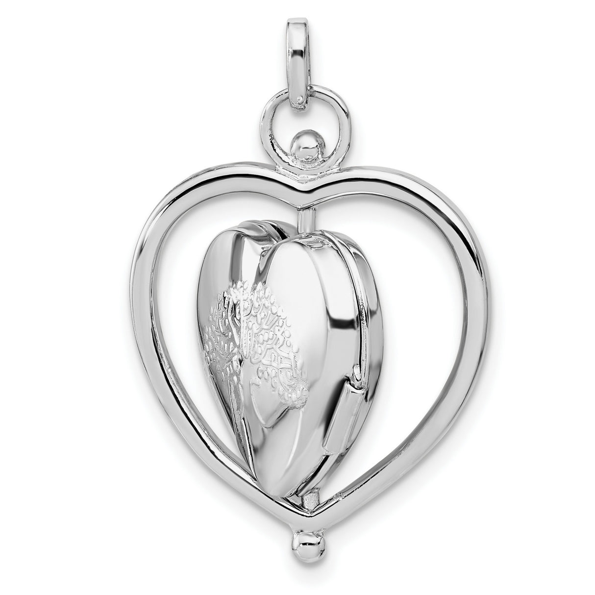 Sterling Silver Heart Shaped Locket Pendant with Floral Design, Special Mum Keepsake Jewelry