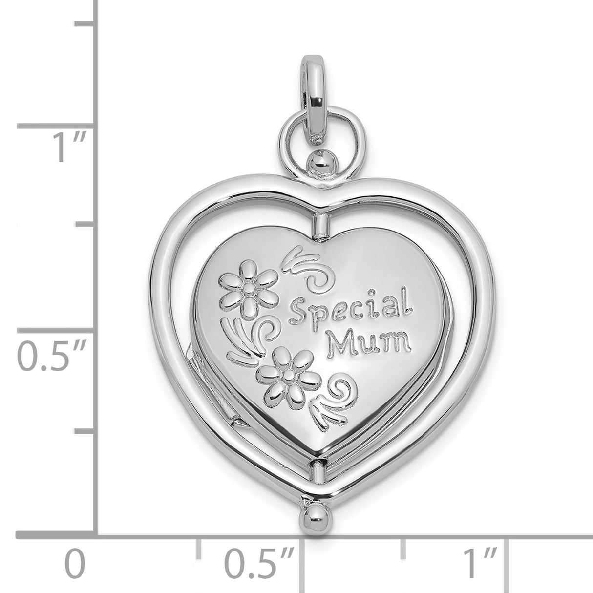 Sterling Silver Heart Shaped Locket Pendant with Floral Design, Special Mum Keepsake Jewelry