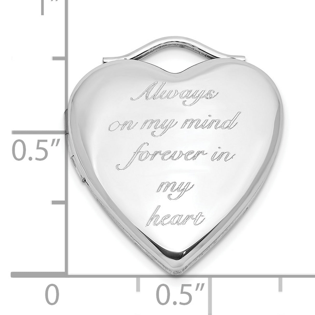 Sterling Silver Heart Locket Pendant with Always on My Mind Message for Women