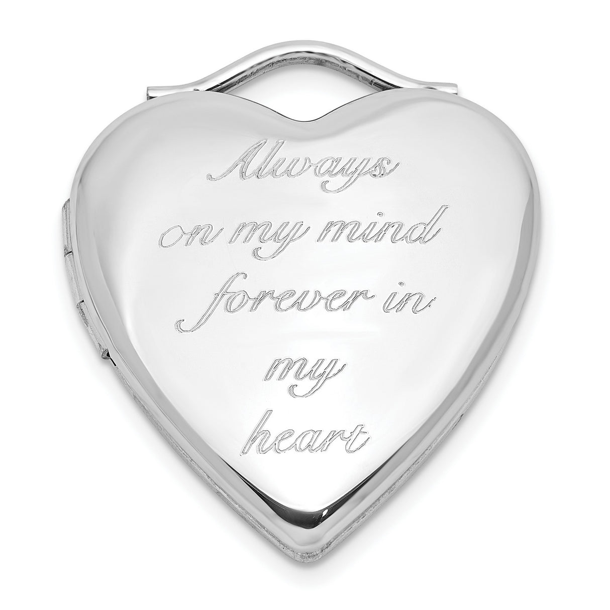 Sterling Silver Heart Locket Pendant with Always on My Mind Message for Women