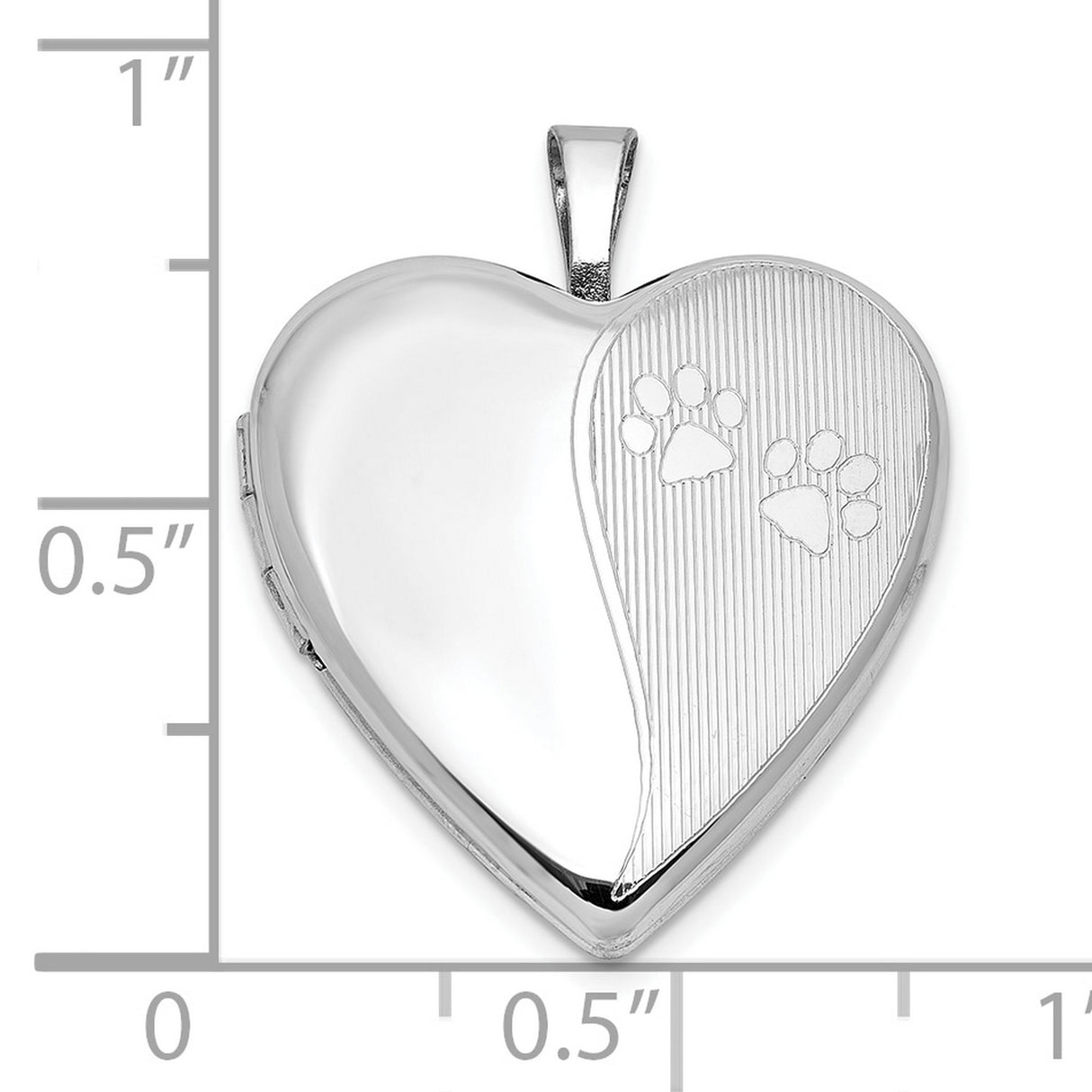 Sterling Silver Heart Locket Pendant with Paw Prints, Pet Memorial Jewelry for Women
