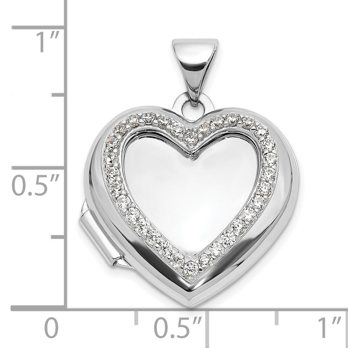 Sterling Silver Heart Locket Pendant with Cubic Zirconia Border, Romantic Keepsake Jewelry for Women