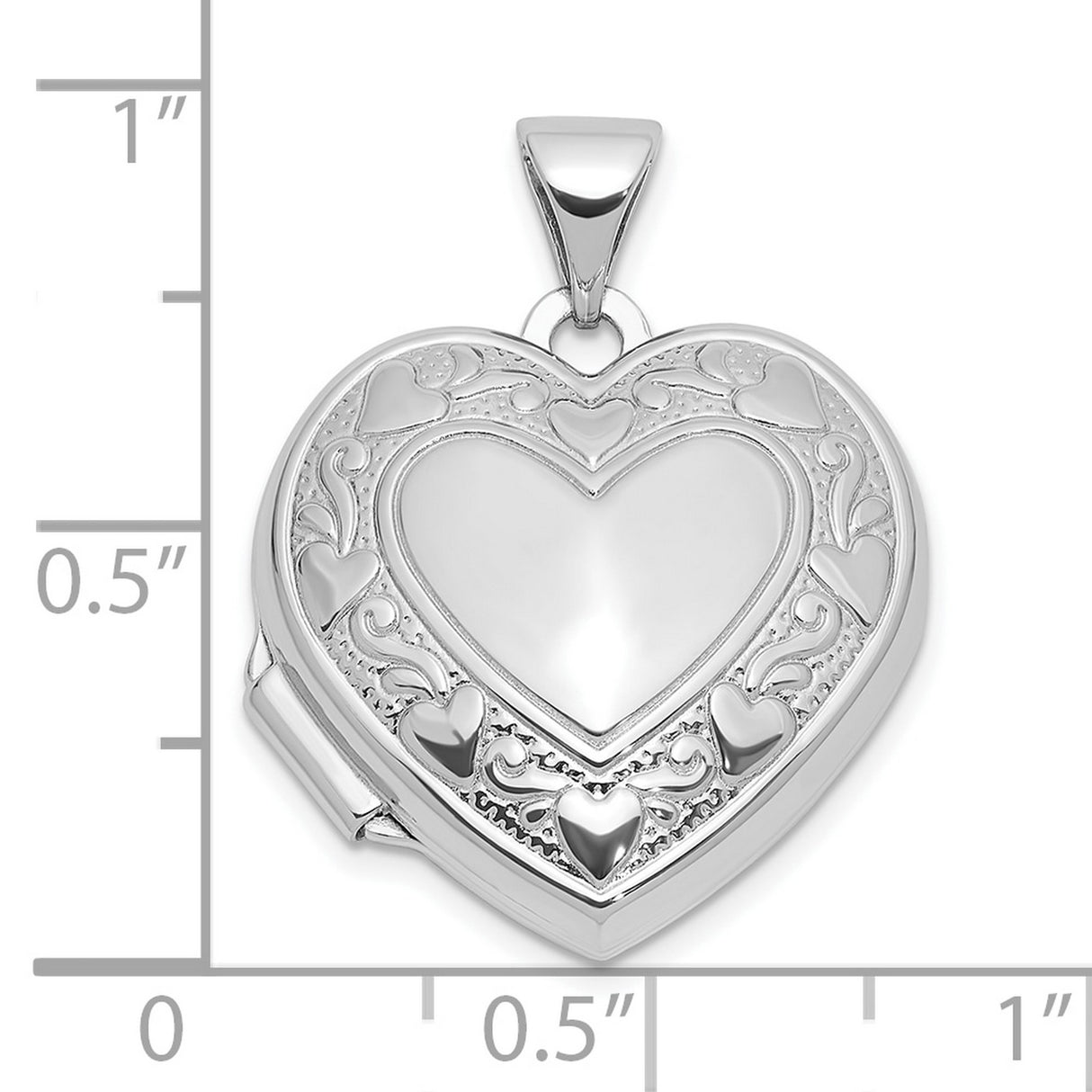 Sterling Silver Heart Locket Pendant with Scrollwork and Raised Heart Design