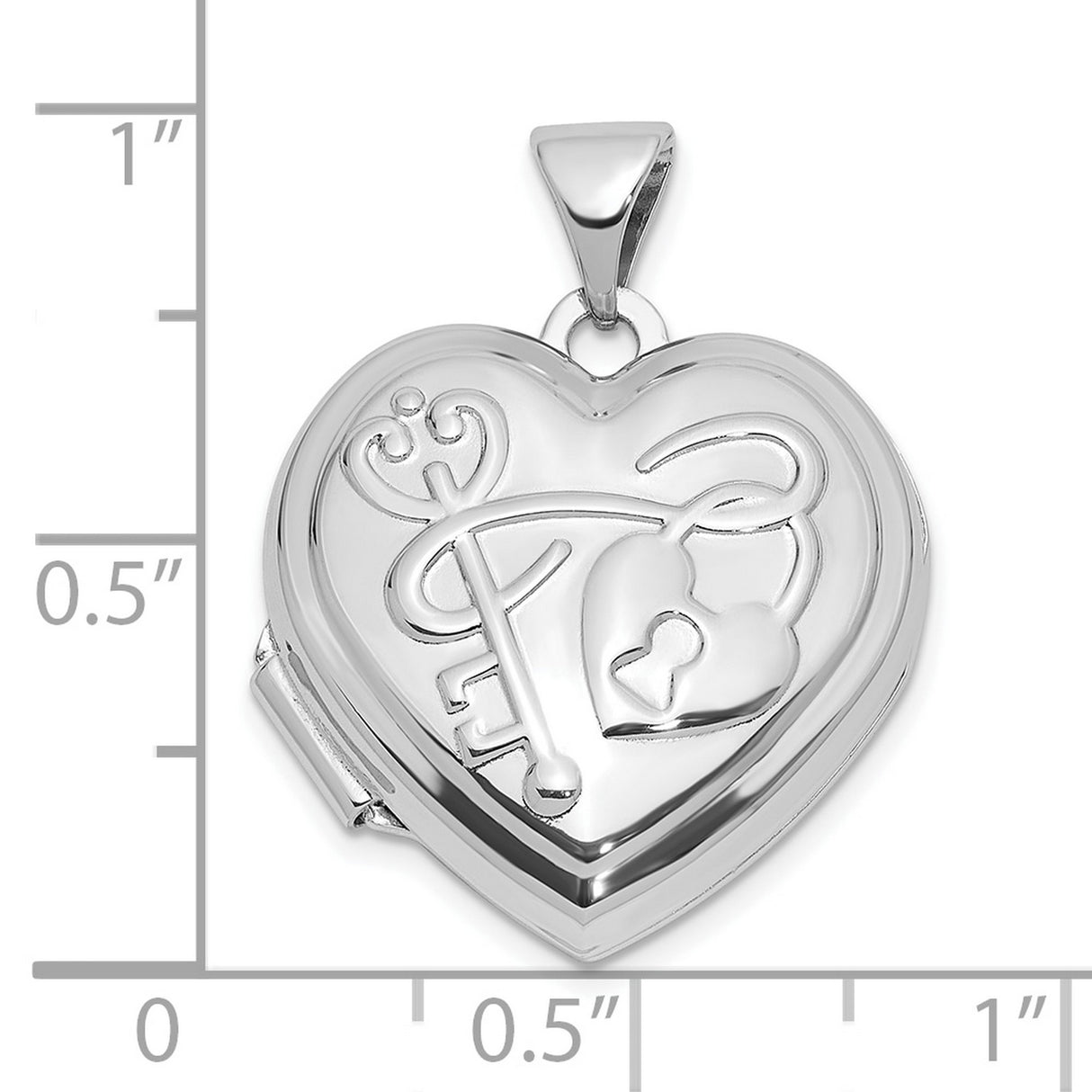 Sterling Silver Heart Locket Pendant with Key Design and Polished Finish for Women