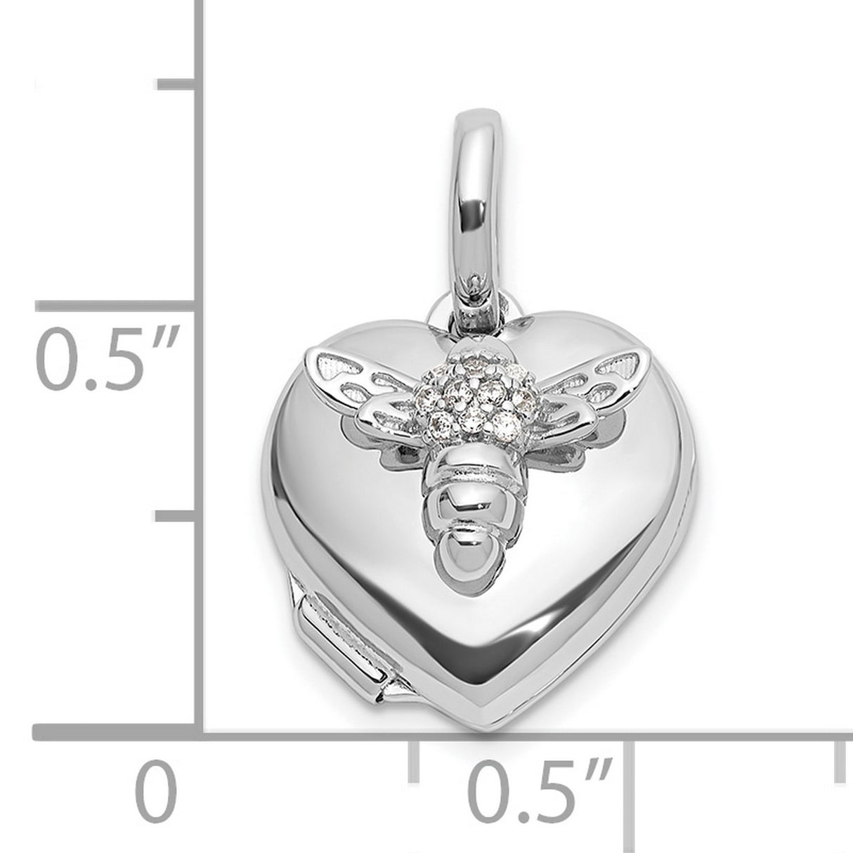Sterling Silver Heart Locket Pendant with Cubic Zirconia, Bee and Nature Inspired Design for Women