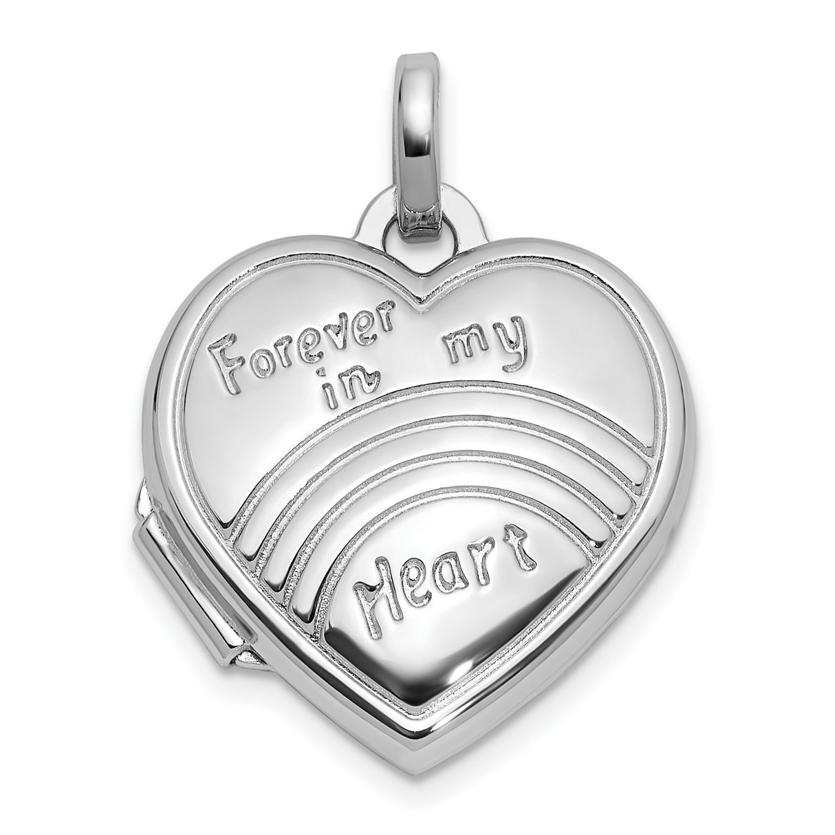 Sterling Silver Heart Locket Pendant with Rainbow Lines, Memorial Keepsake Jewelry for Women