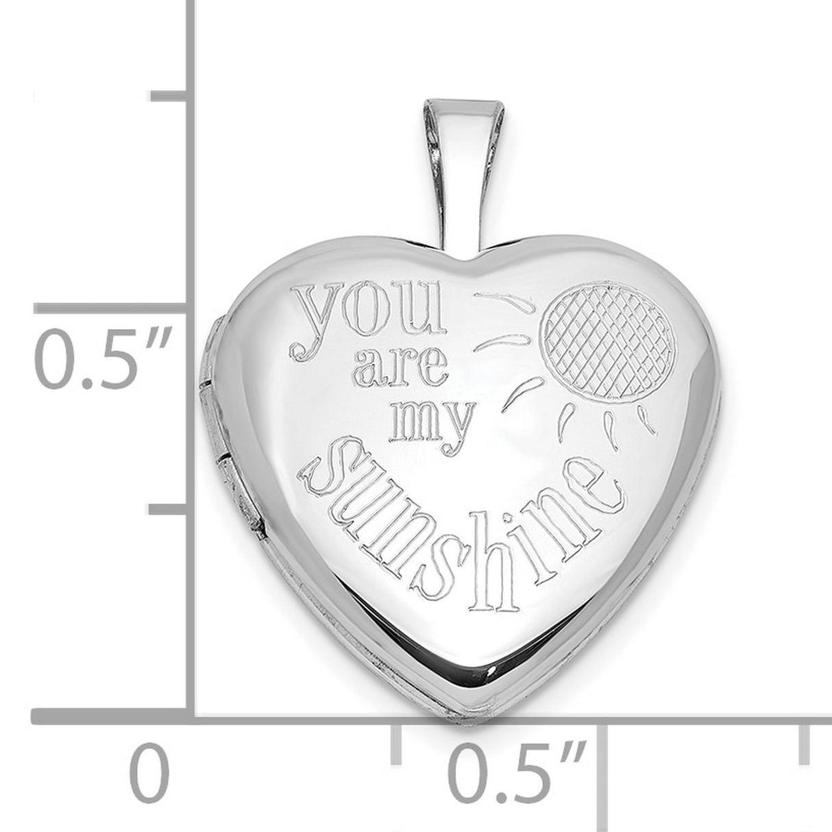 Sterling Silver Heart Locket Pendant with Sun Symbol and You Are My Sunshine Engraving