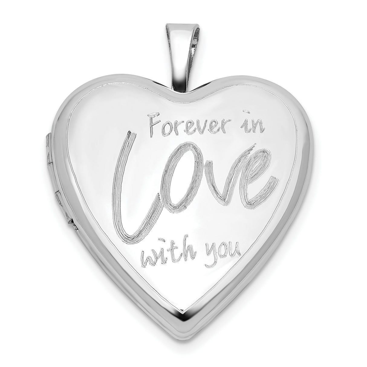 Sterling Silver Heart Locket Pendant with Forever in Love Engraving for Women