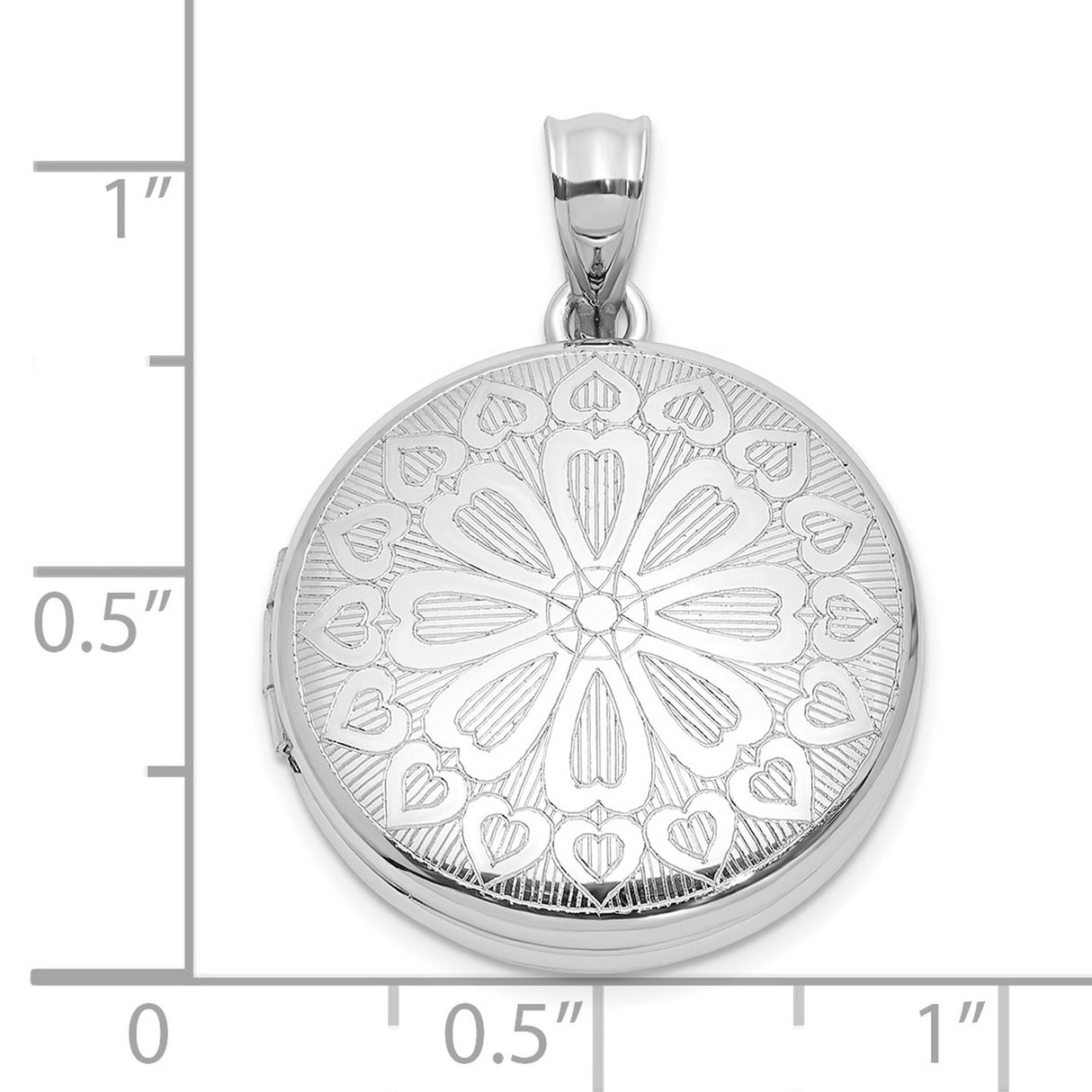 Sterling Silver Heart Locket Pendant with Etched Rose Window and Filigree Design