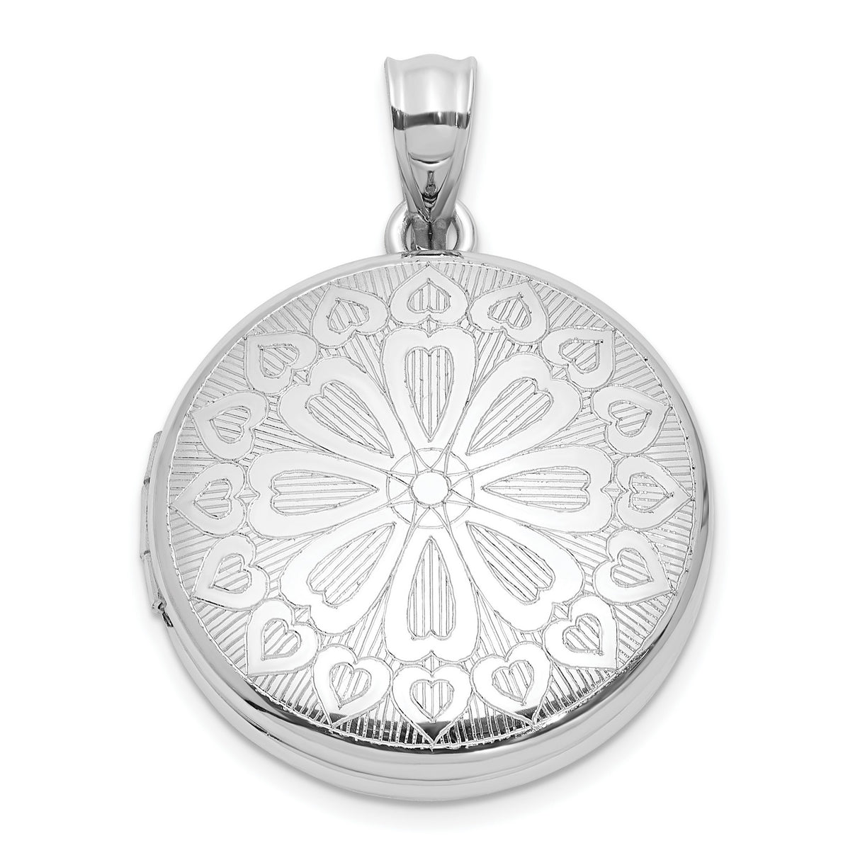 Sterling Silver Heart Locket Pendant with Etched Rose Window and Filigree Design