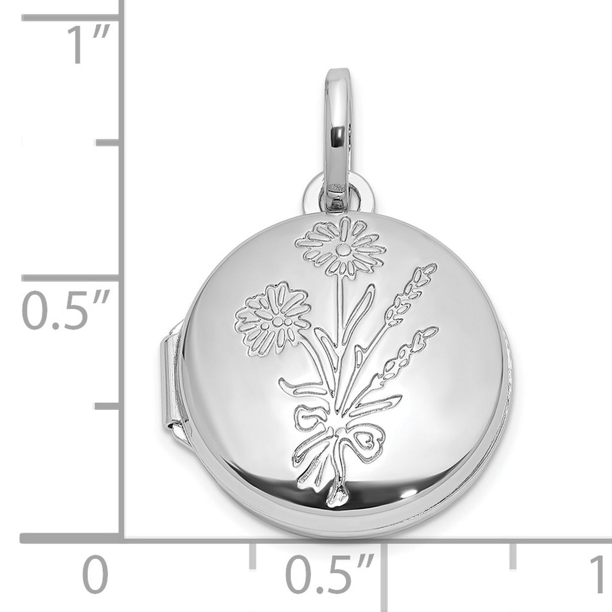 Sterling Silver Round Floral Locket Pendant with Botanical Design for Women