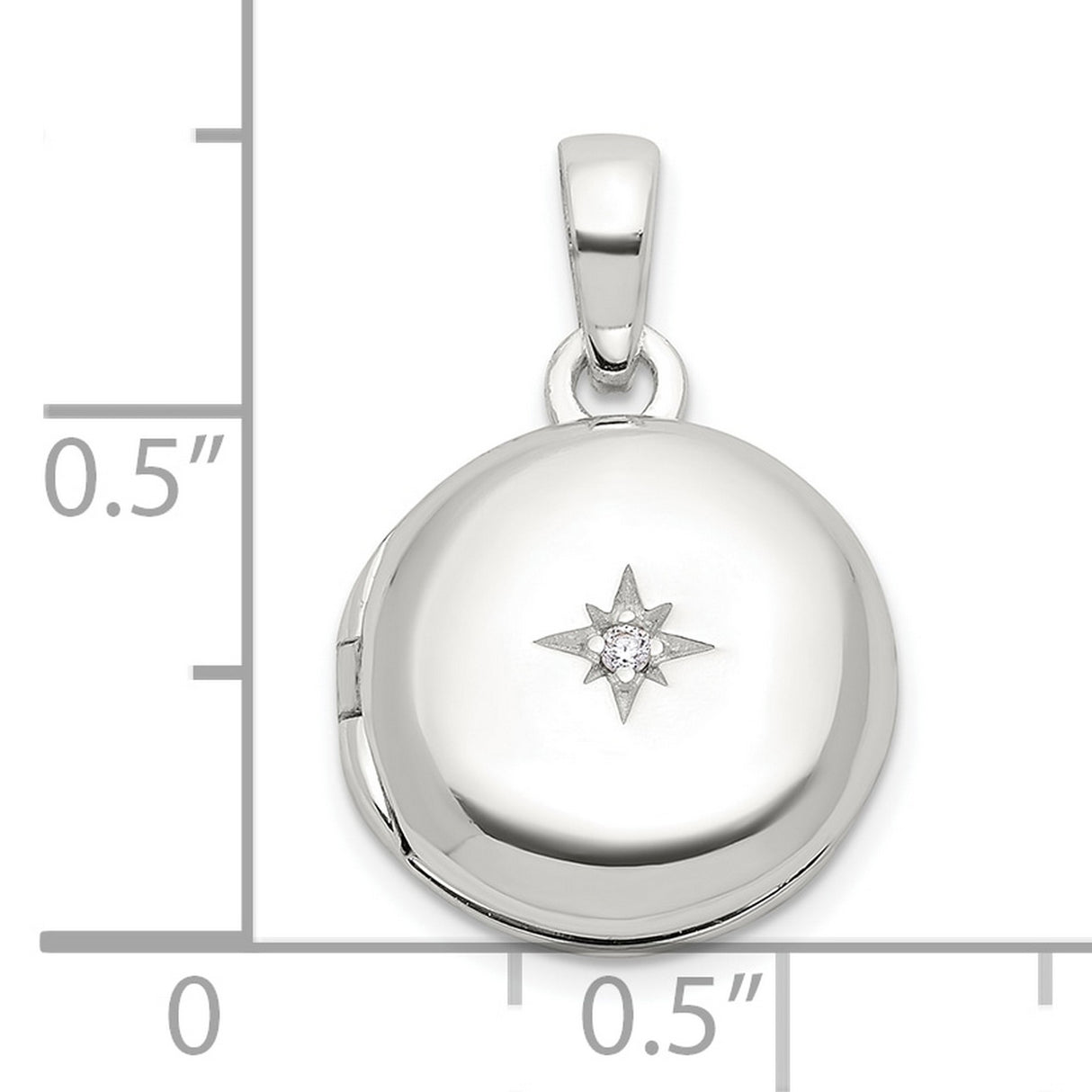 E-coated CZ 14mm Round Locket Charm Pendant in Real 925 Sterling Silver