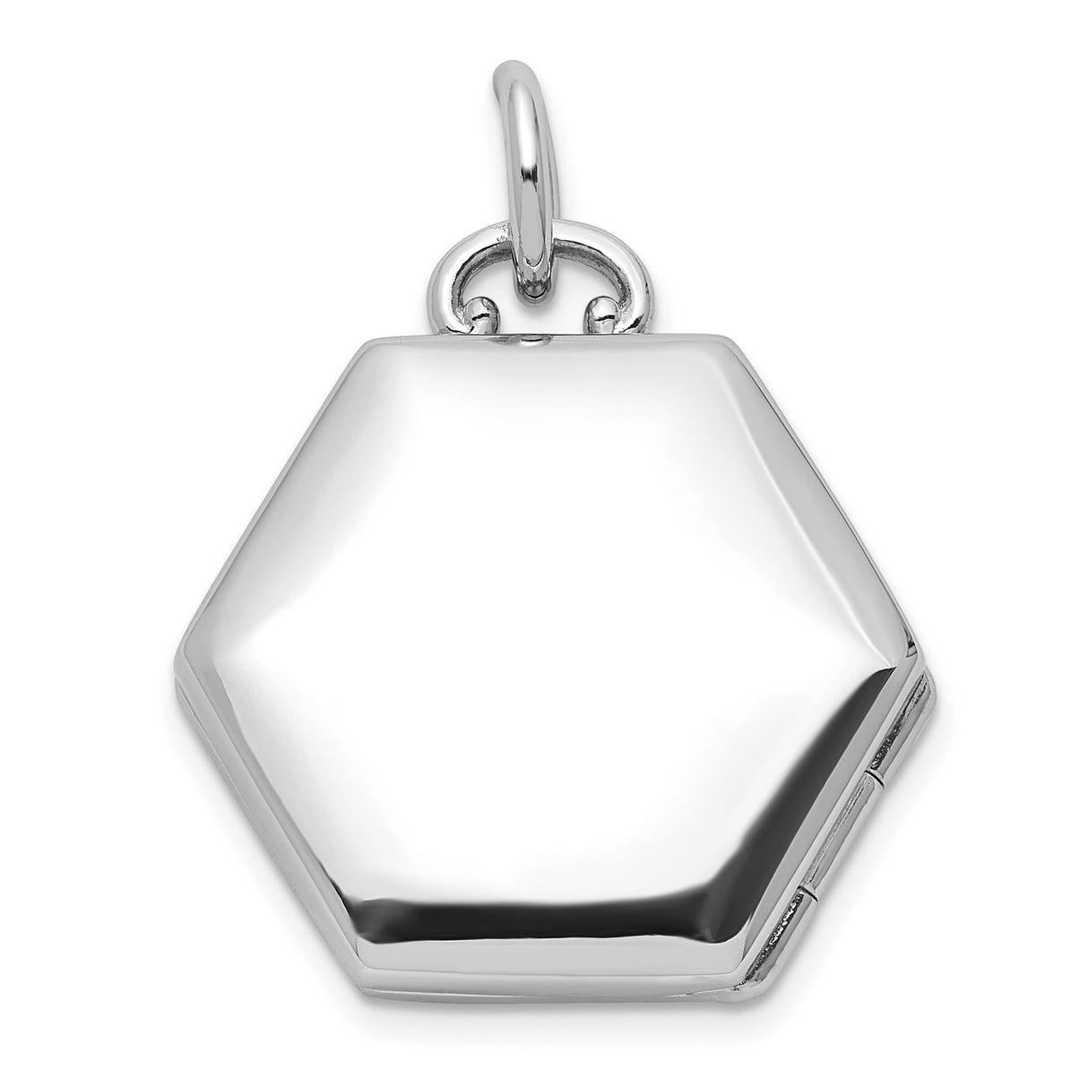 Sterling Silver Hexagon Locket Pendant with Cubic Zirconia, Starburst Celestial Design