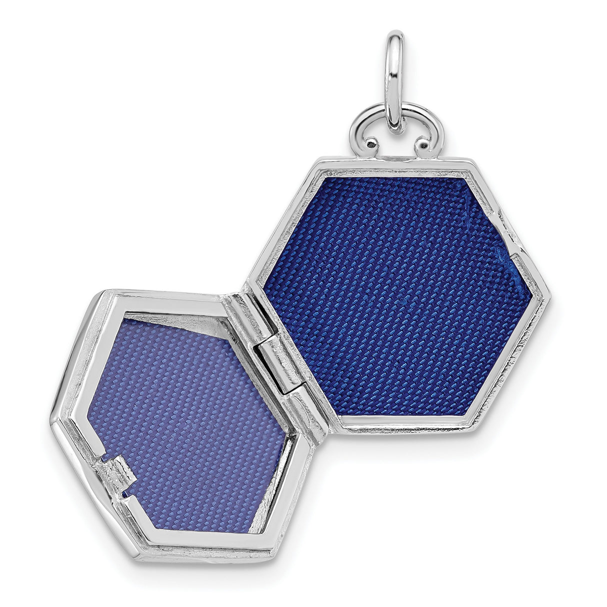 Sterling Silver Hexagon Locket Pendant with Cubic Zirconia, Starburst Celestial Design