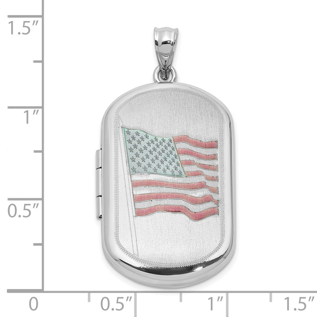 Sterling Silver Flag Locket Pendant with Enameled American Flag Design, Patriotic Jewelry