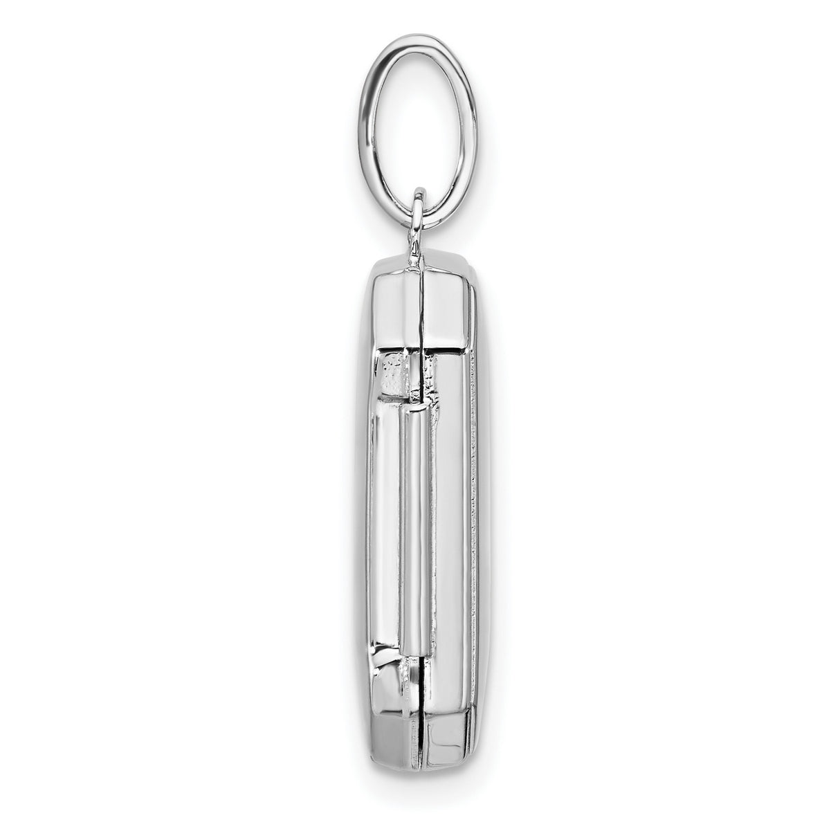 Sterling Silver Rectangular Hinged Locket Pendant, Polished Minimalist Keepsake Design