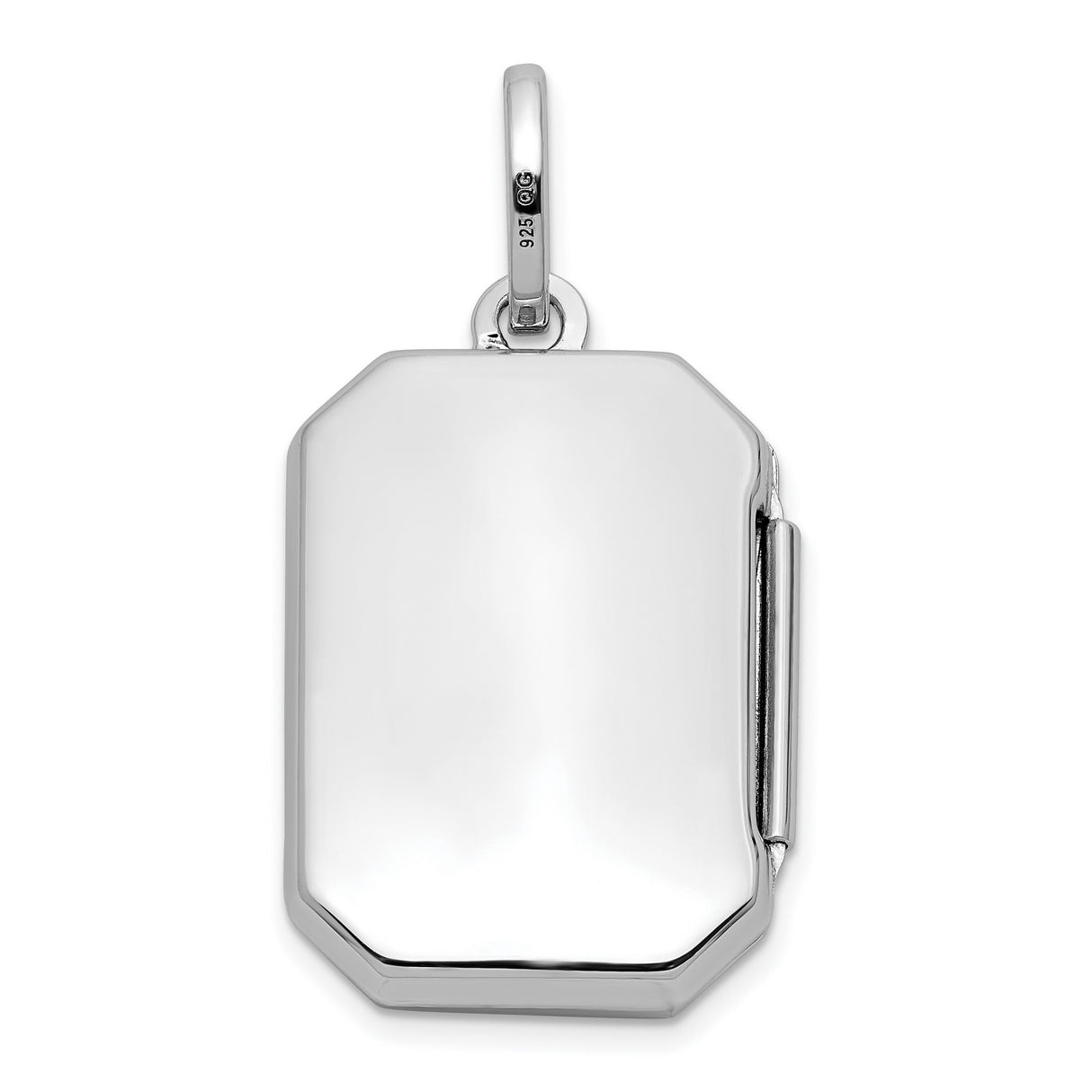 Sterling Silver Rectangular Hinged Locket Pendant, Polished Minimalist Keepsake Design