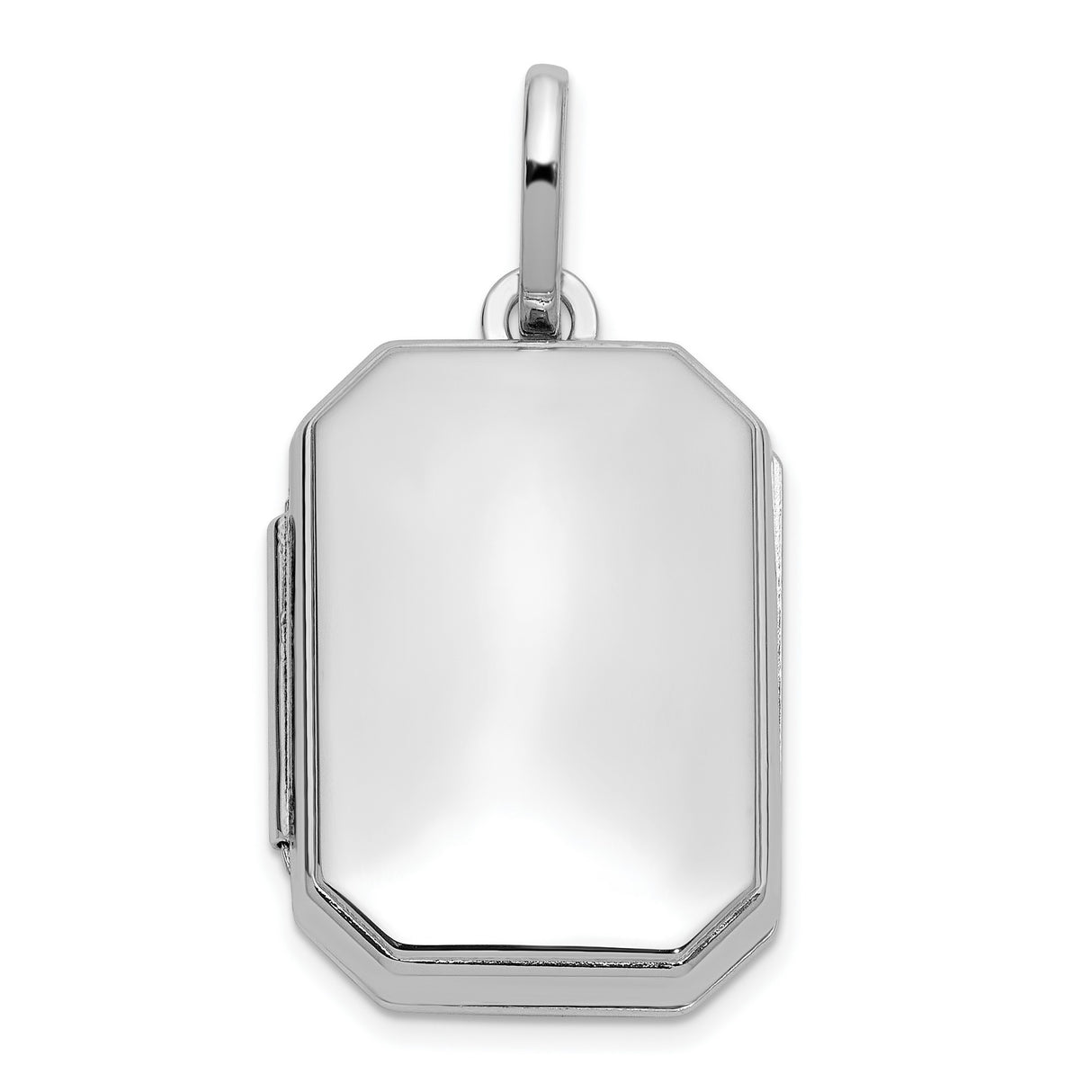 Sterling Silver Rectangular Hinged Locket Pendant, Polished Minimalist Keepsake Design