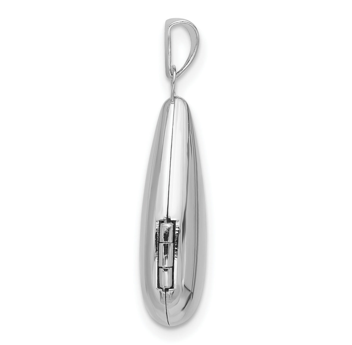 Sterling Silver Teardrop Locket Pendant with Hinged Design and High Polish Finish for Women