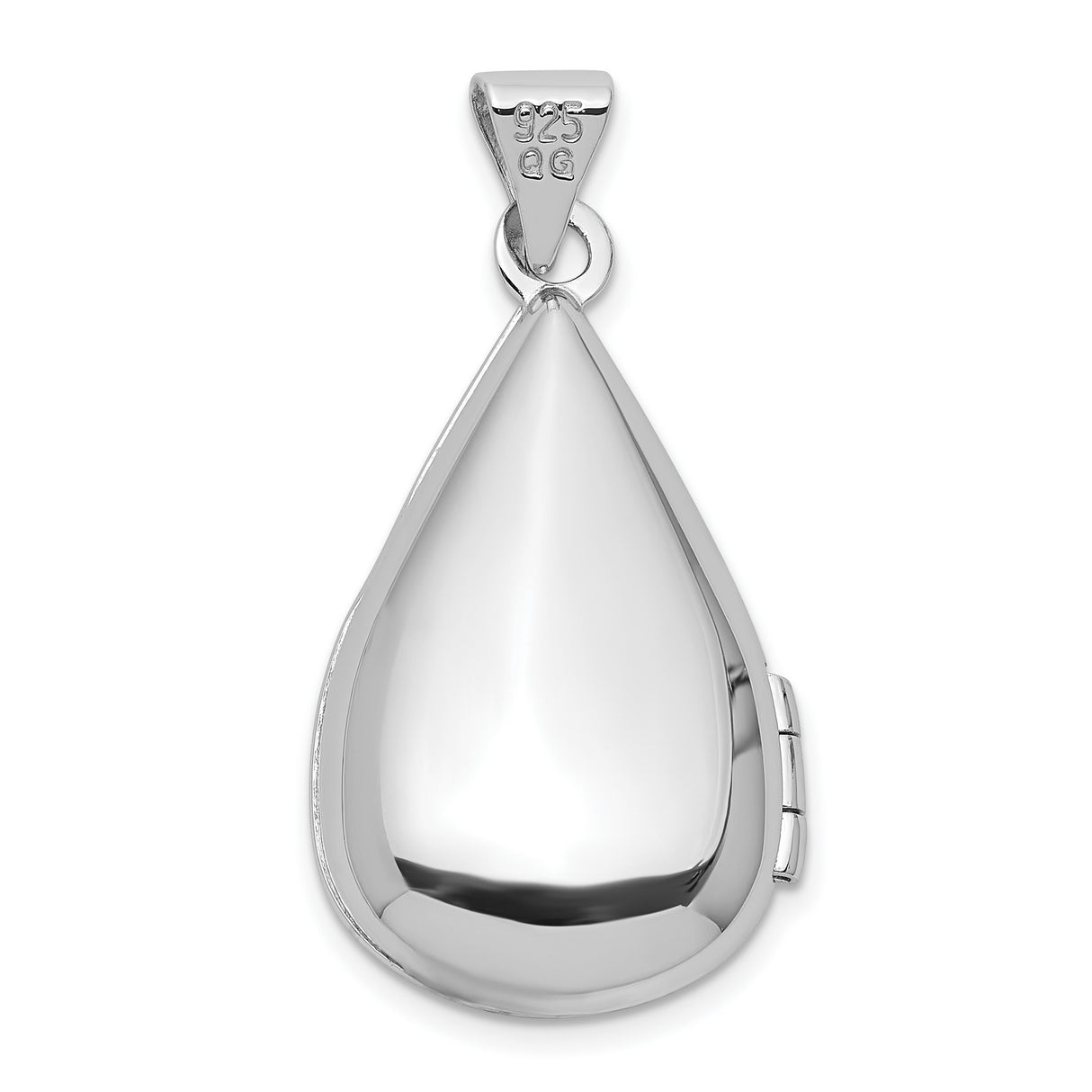 Sterling Silver Teardrop Locket Pendant with Hinged Design and High Polish Finish for Women