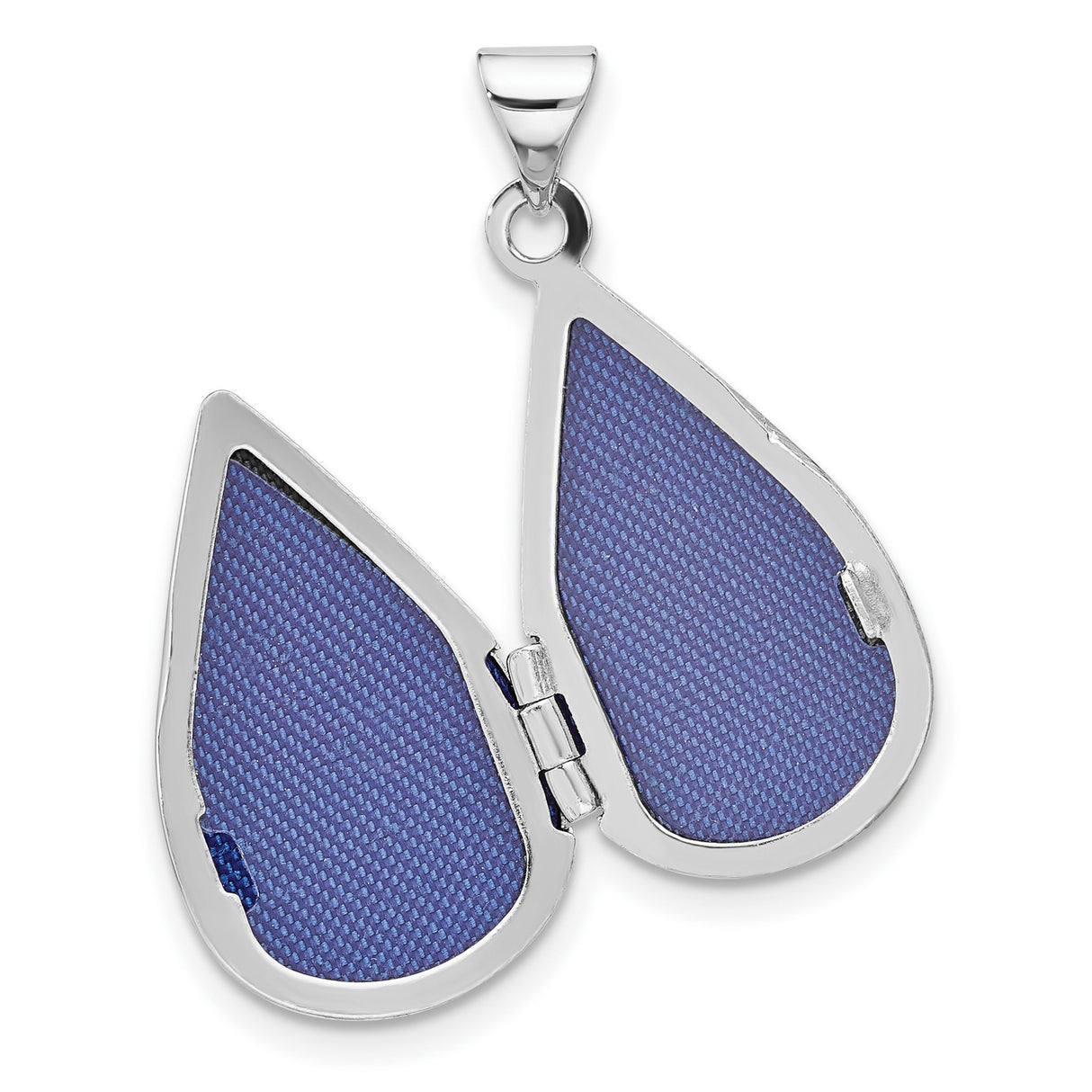 Sterling Silver Teardrop Locket Pendant with Hinged Design and High Polish Finish for Women