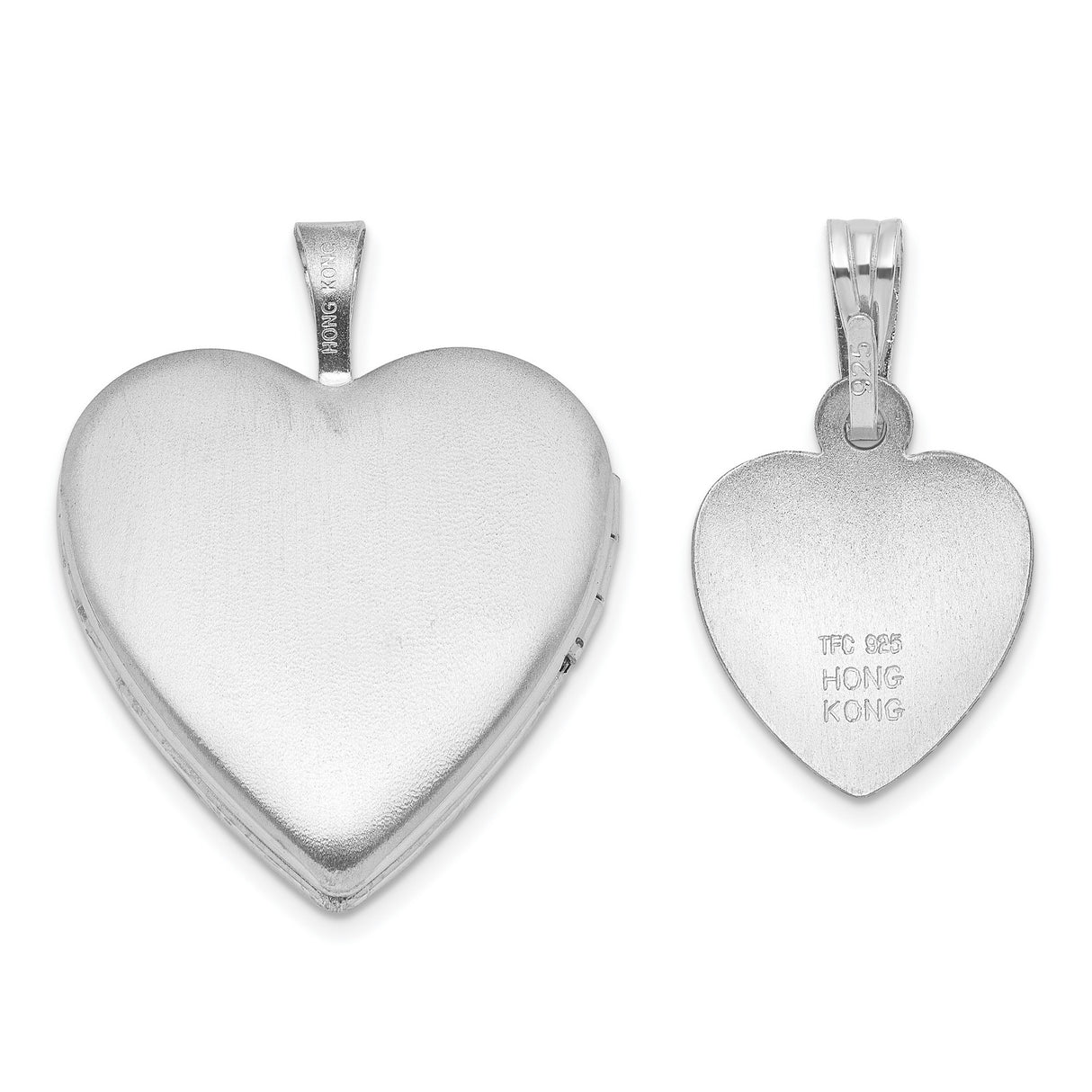 Heart 20mm and 12mm Locket Set Charm Pendant in Real 925 Sterling Silver