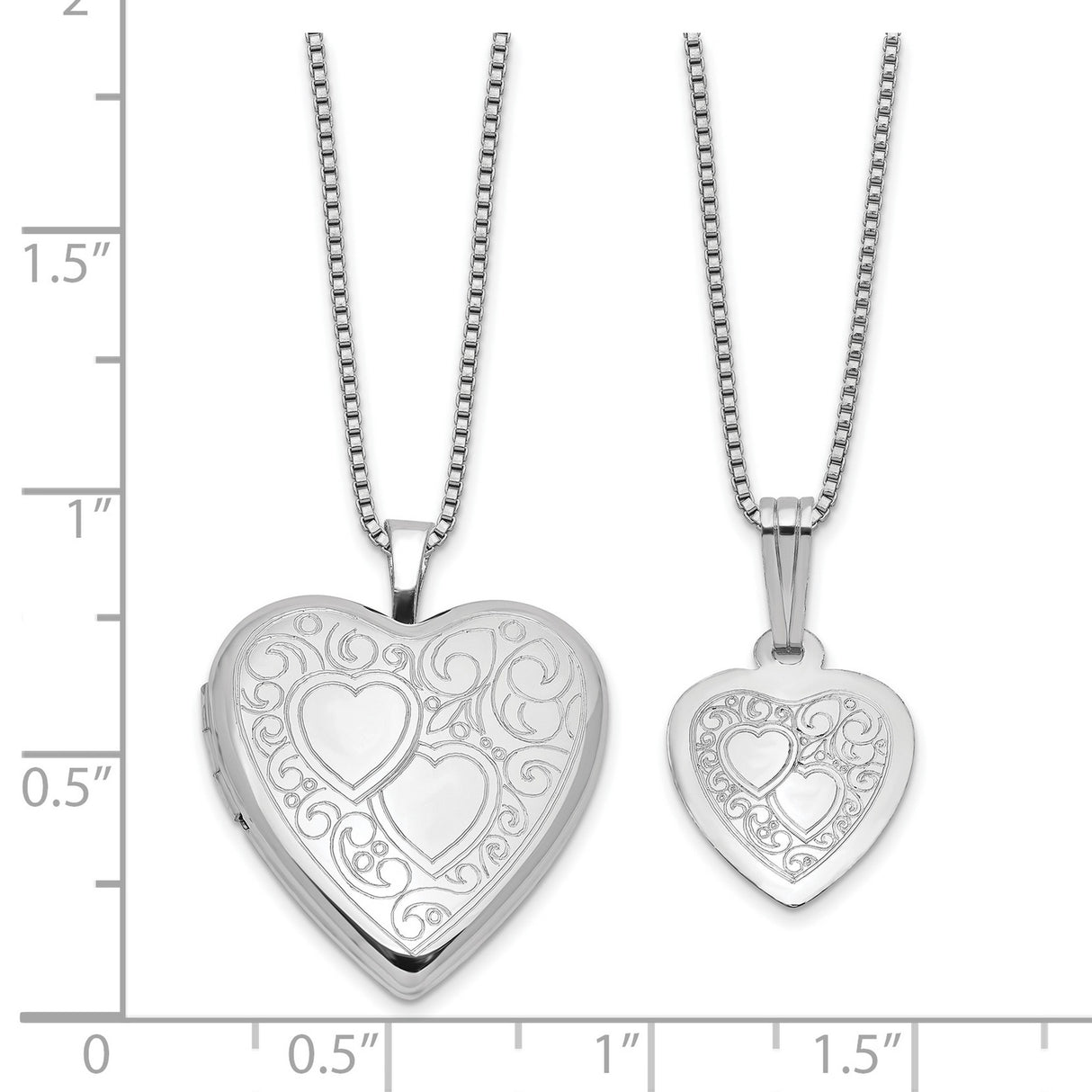 Heart 20mm and 12mm Locket Set Charm Pendant in Real 925 Sterling Silver