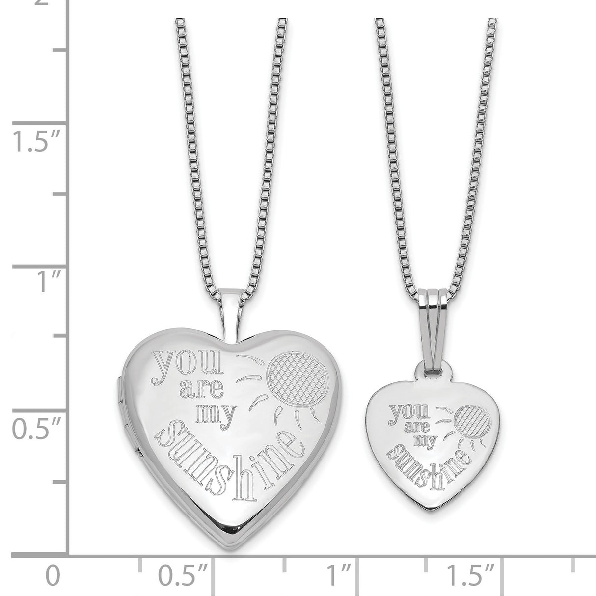YOU ARE MY SUNSHINE Mother Daughter Locket Set Charm Pendant in Real 925 Sterling Silver