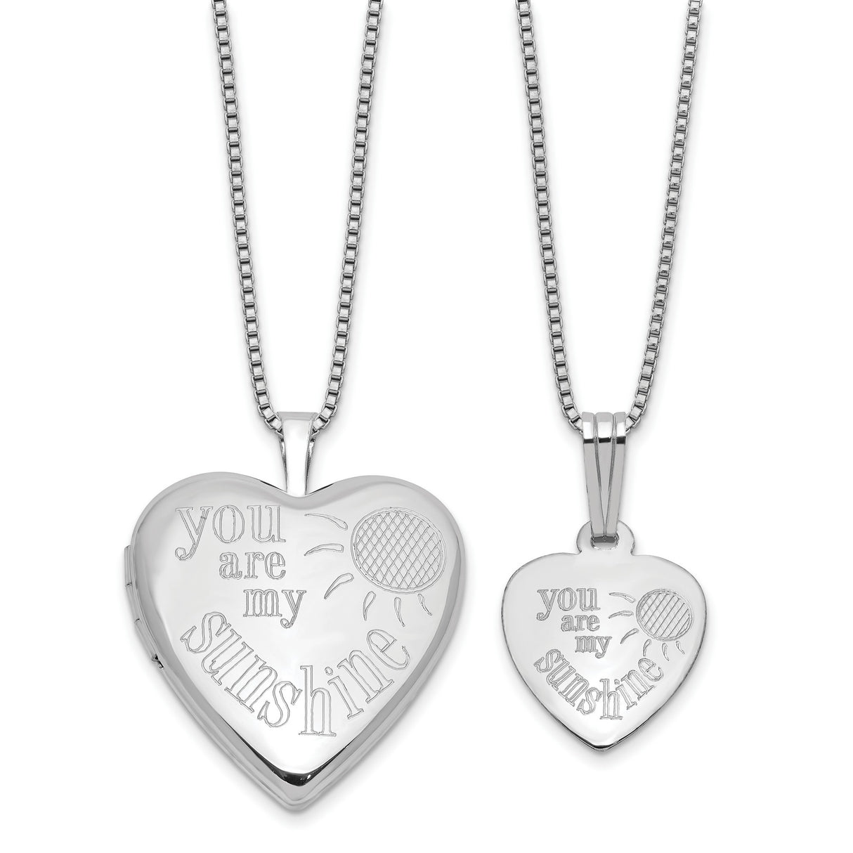 YOU ARE MY SUNSHINE Mother Daughter Locket Set Charm Pendant in Real 925 Sterling Silver