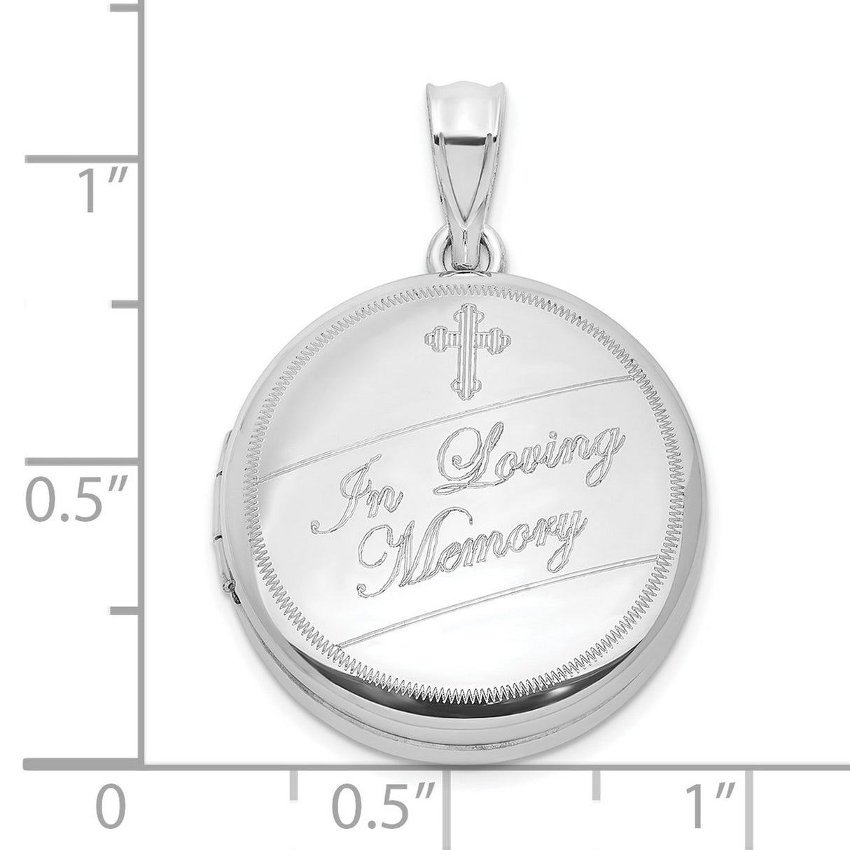 Sterling Silver Memorial Locket Pendant with Cross Engraving and In Loving Memory Message