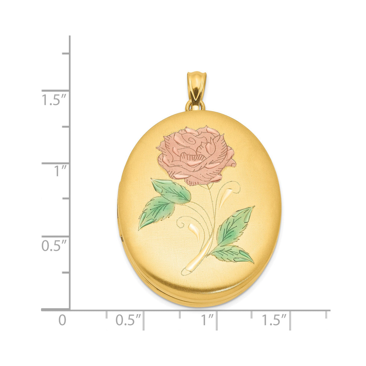 1/20 Gold Filled 34mm Enameled Flower Oval Locket Charm Pendant in Real Yellow Gold